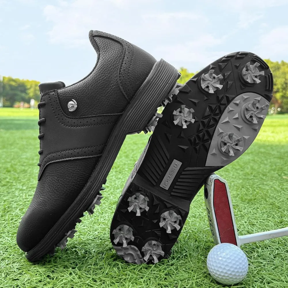 THESTRON Men Professional 9 Spikes Golf Shoes Waterproof Golf Training Sneakers Turf Walking Sneakers Male Spikes Golf Footwears Comfort Golfing Wears