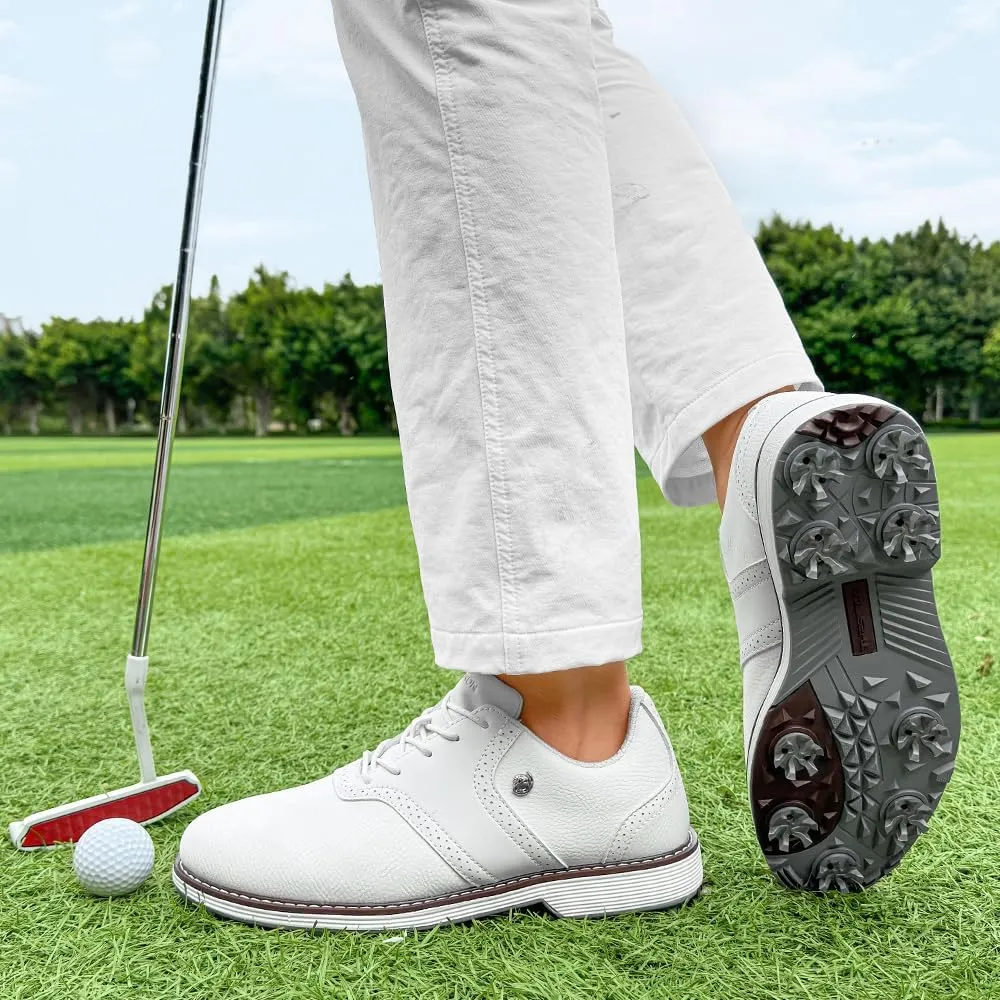 THESTRON Men Professional 9 Spikes Golf Shoes Waterproof Golf Training Sneakers Turf Walking Sneakers Male Spikes Golf Footwears Comfort Golfing Wears