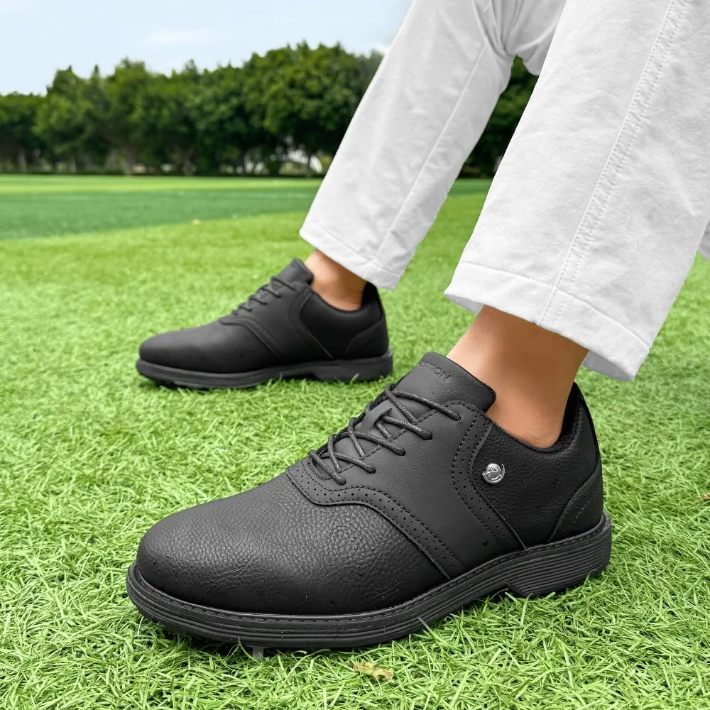 THESTRON Men Professional 9 Spikes Golf Shoes Waterproof Golf Training Sneakers Turf Walking Sneakers Male Spikes Golf Footwears Comfort Golfing Wears