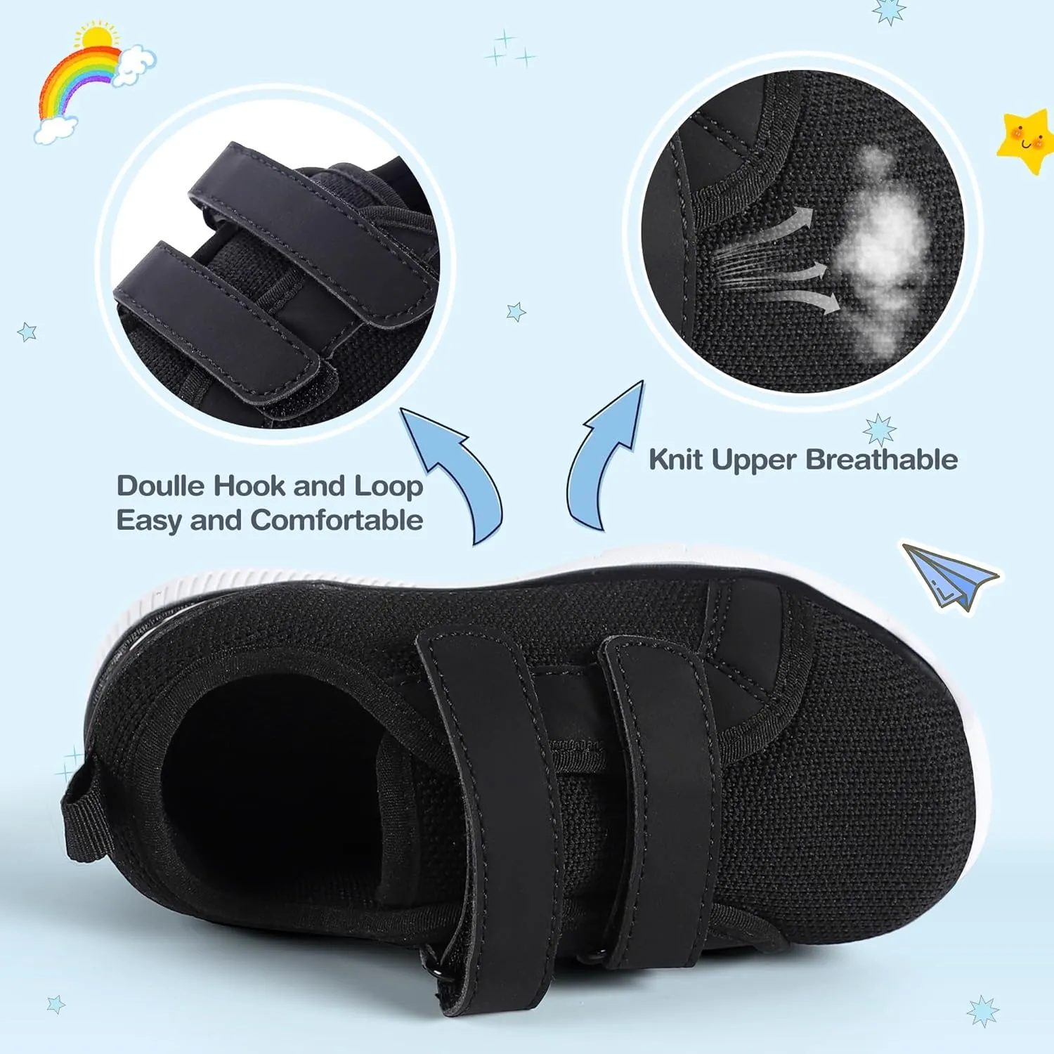 Toddler Kid Spider Design Sneakers with Non-Slip Sole, Breathable Mesh, and Hook-and-Loop Closure