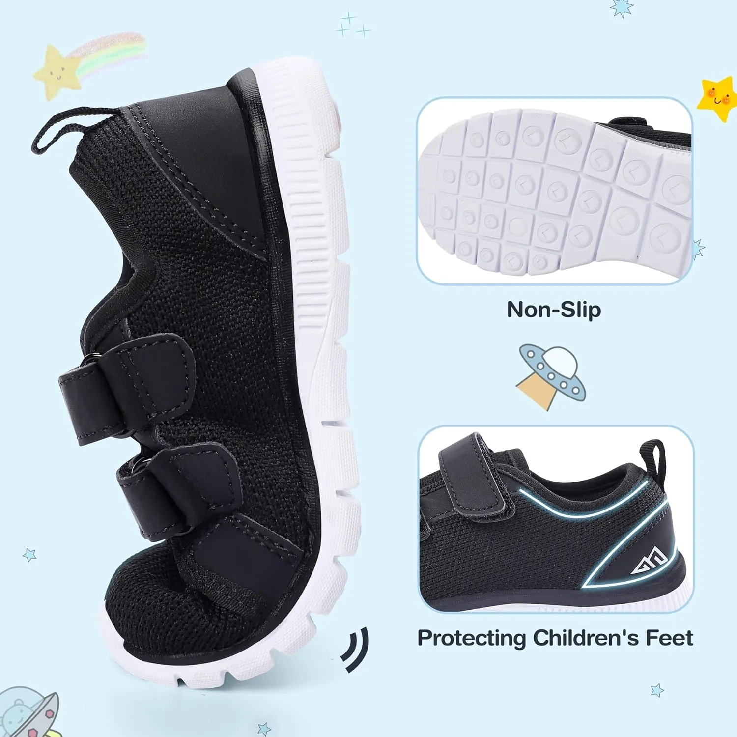 Toddler Kid Spider Design Sneakers with Non-Slip Sole, Breathable Mesh, and Hook-and-Loop Closure