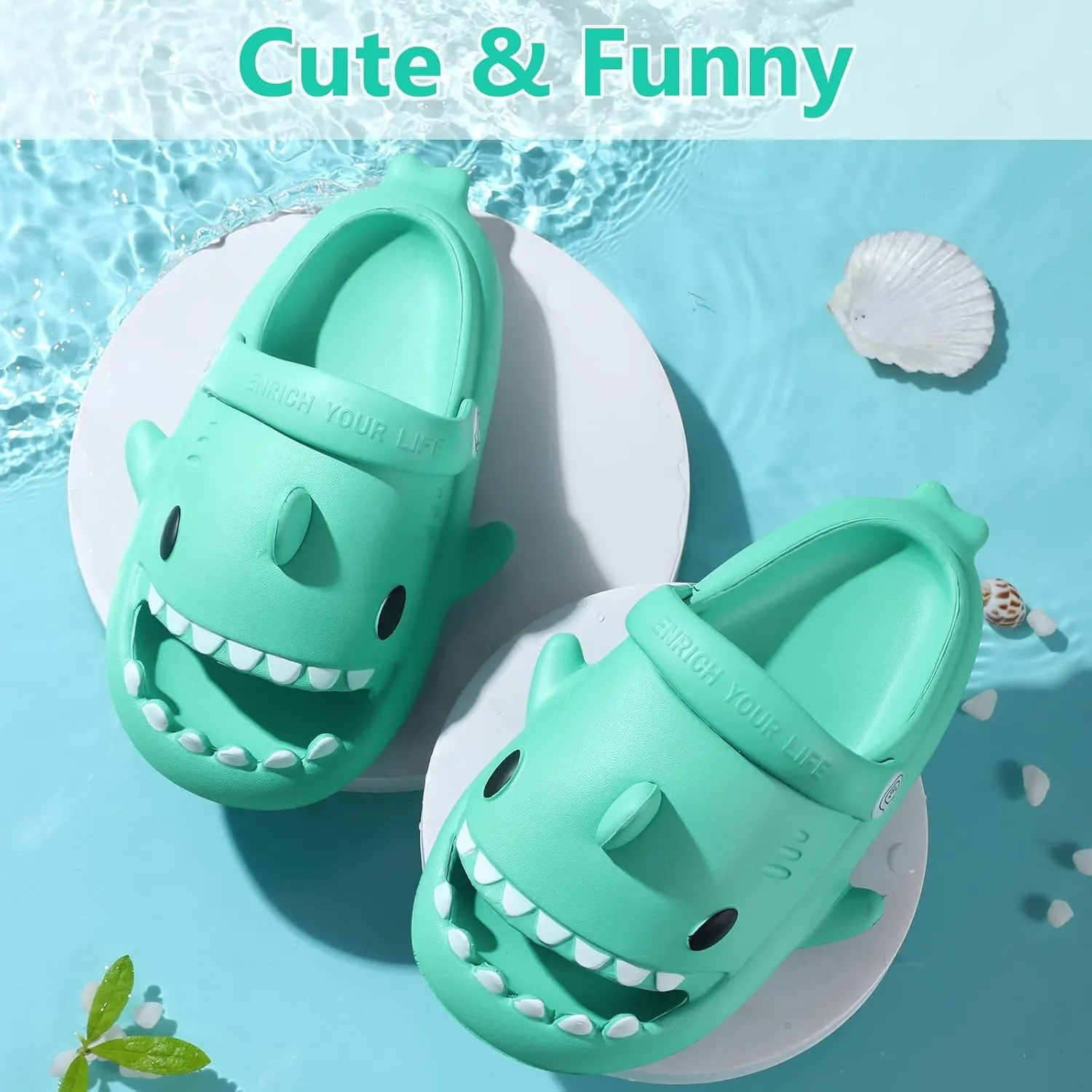 Toddler Shark Cloud Slides | Kids Shower Sandals | Boys Girls Cute Cartoon Fish Flip Flops | Beach Pool Home Slippers Shoes | Quick Dry Non-Slip