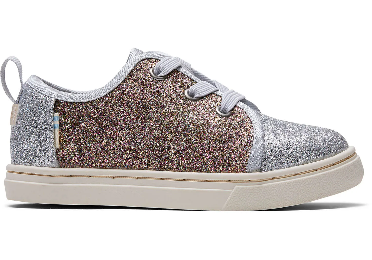TOMS Tiny Silver Gold Iridescent Glimmer Lenny Elastic Sneakers