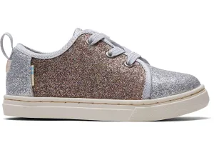TOMS Tiny Silver Gold Iridescent Glimmer Lenny Elastic Sneakers
