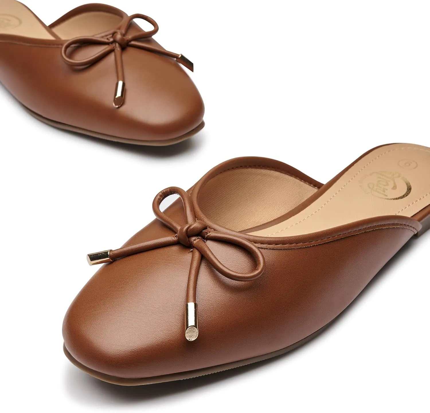 Trary Mules for Women 2025, Womens Mules Slip on Comfortable Bow Pointed Toe Womens Loafers, Backless Flats Mules Shoes for Women with Knot