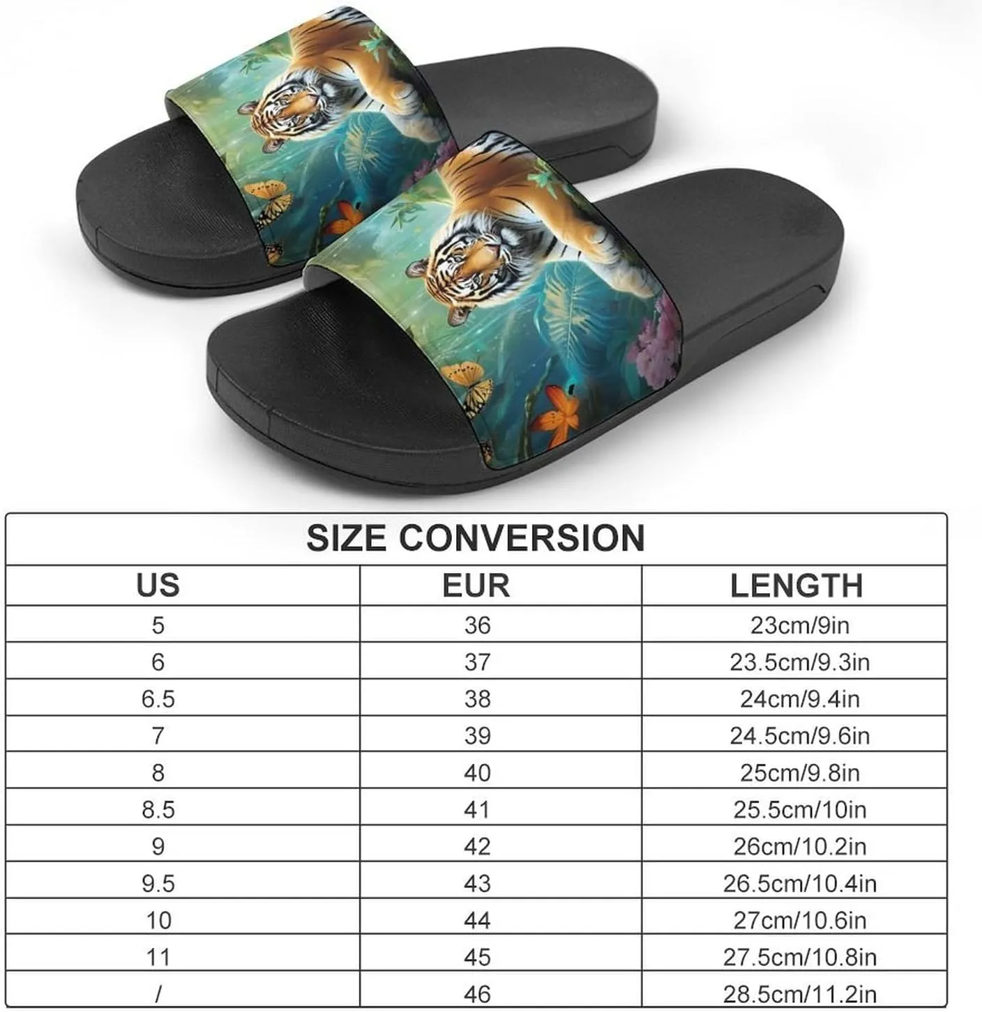 Tropical Rainforest Animal Tiger Non Slip Slides Sandals for Women Men Quick Drying Shower Shoes for Bathroom Pool Beach