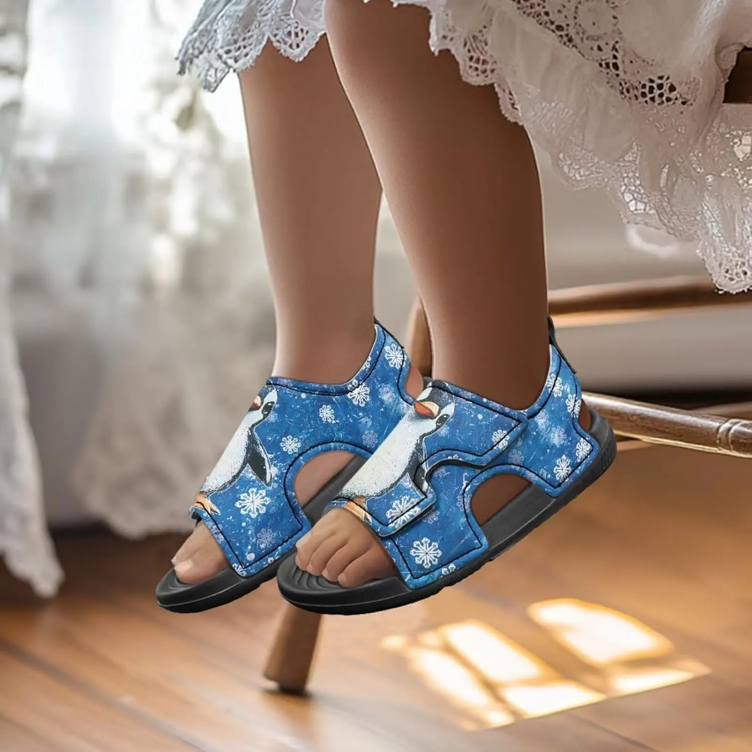 Unisex Child Sandals Open Toe Cute Summer Water Hiking Shoes for Boys Girls Sloth Sunflower Outdoor Sport Athletic Beach Sandals Adjustable Strap