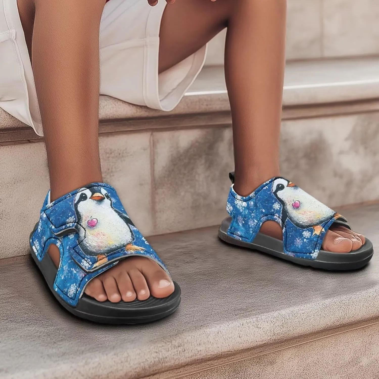 Unisex Child Sandals Open Toe Cute Summer Water Hiking Shoes for Boys Girls Sloth Sunflower Outdoor Sport Athletic Beach Sandals Adjustable Strap