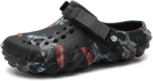 Unisex Graffiti Print Clogs, Fashion Breathable EVA Summer Beach Slide Shoes, Casual Outdoor Garden Sandals