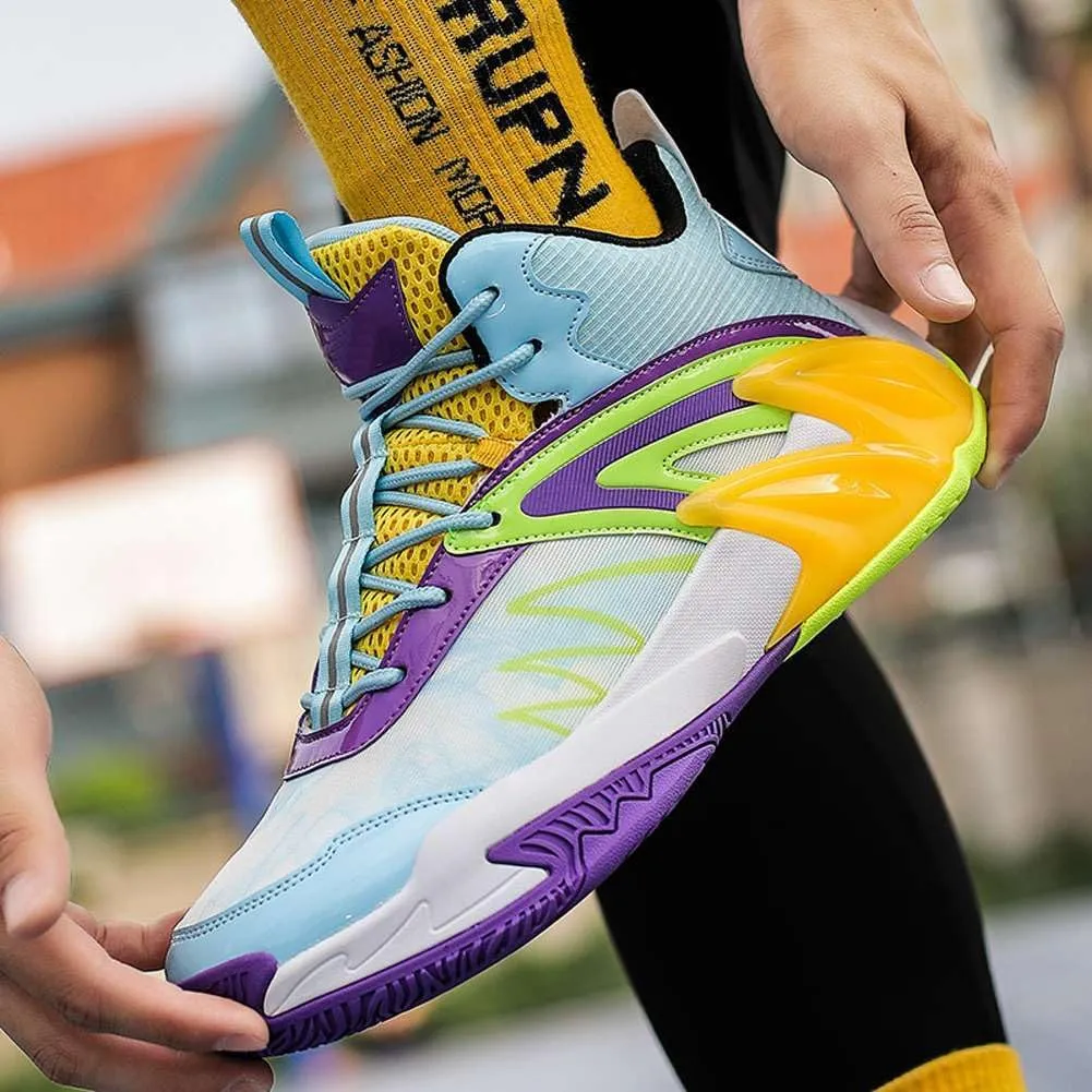 VAXAV Unisex Professional Outdoor Sports Sneakers High Top Basketball Athletic Running Tennis Shoes