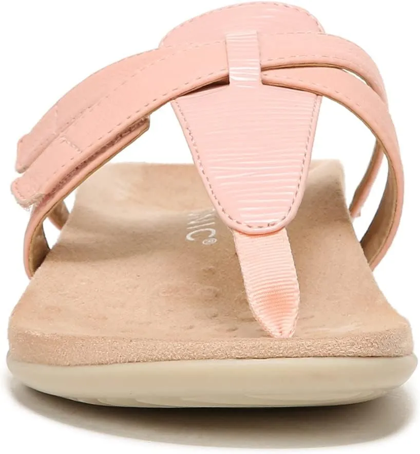 Vionic Women's Rest Karley Vio-Motion Insole Toe-Post Sandal- Supportive Flat Dressy That Includes an Orthotic Insole and Cushioned Outsole for Arch Support, Medium and Wide Fit