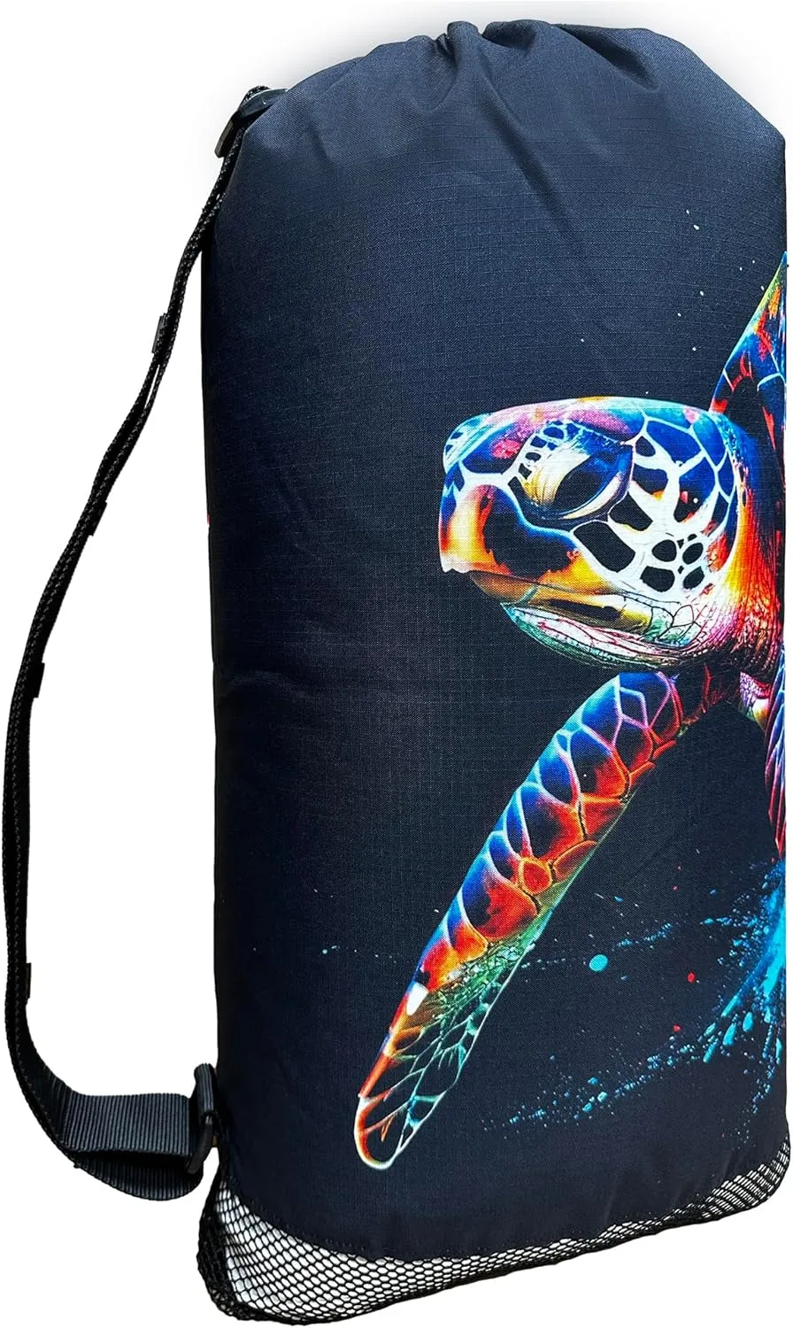 Walker Beach Mesh Net Travel Boat Bag for Snorkeling, Dive, and Swim Gear – USA Made (ColorBurst Turtle)