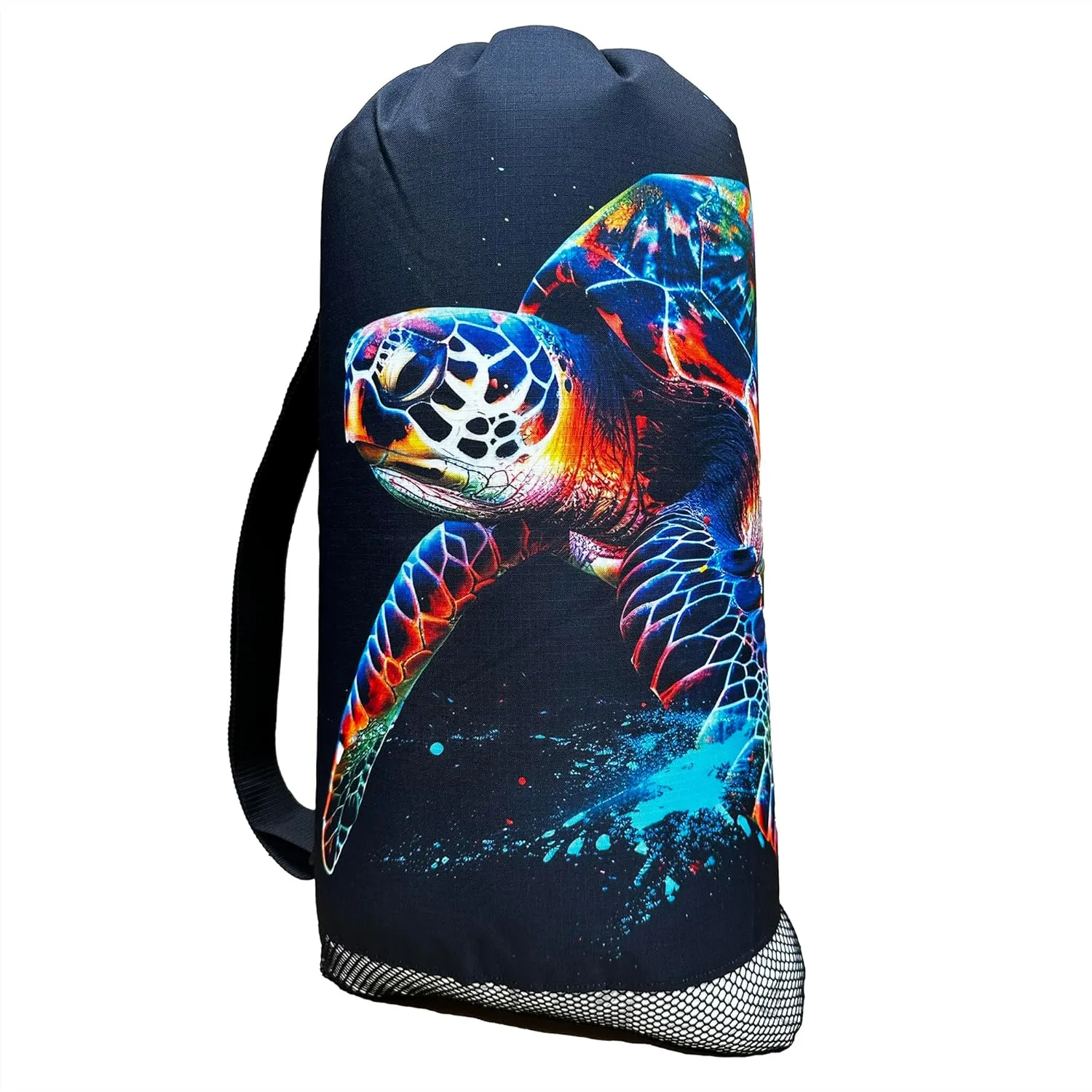 Walker Beach Mesh Net Travel Boat Bag for Snorkeling, Dive, and Swim Gear – USA Made (ColorBurst Turtle)