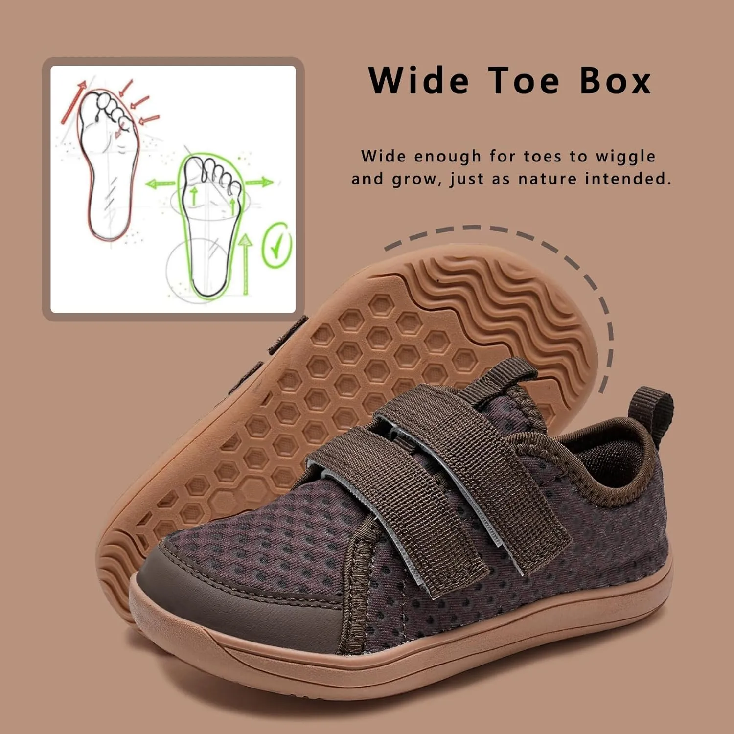 WateLves Wide Toddler Water Shoes Kids Barefoot Beach Swim Aqua Shoes Boys Girls Breathable Mesh Walking Hook and Loop Sneakers