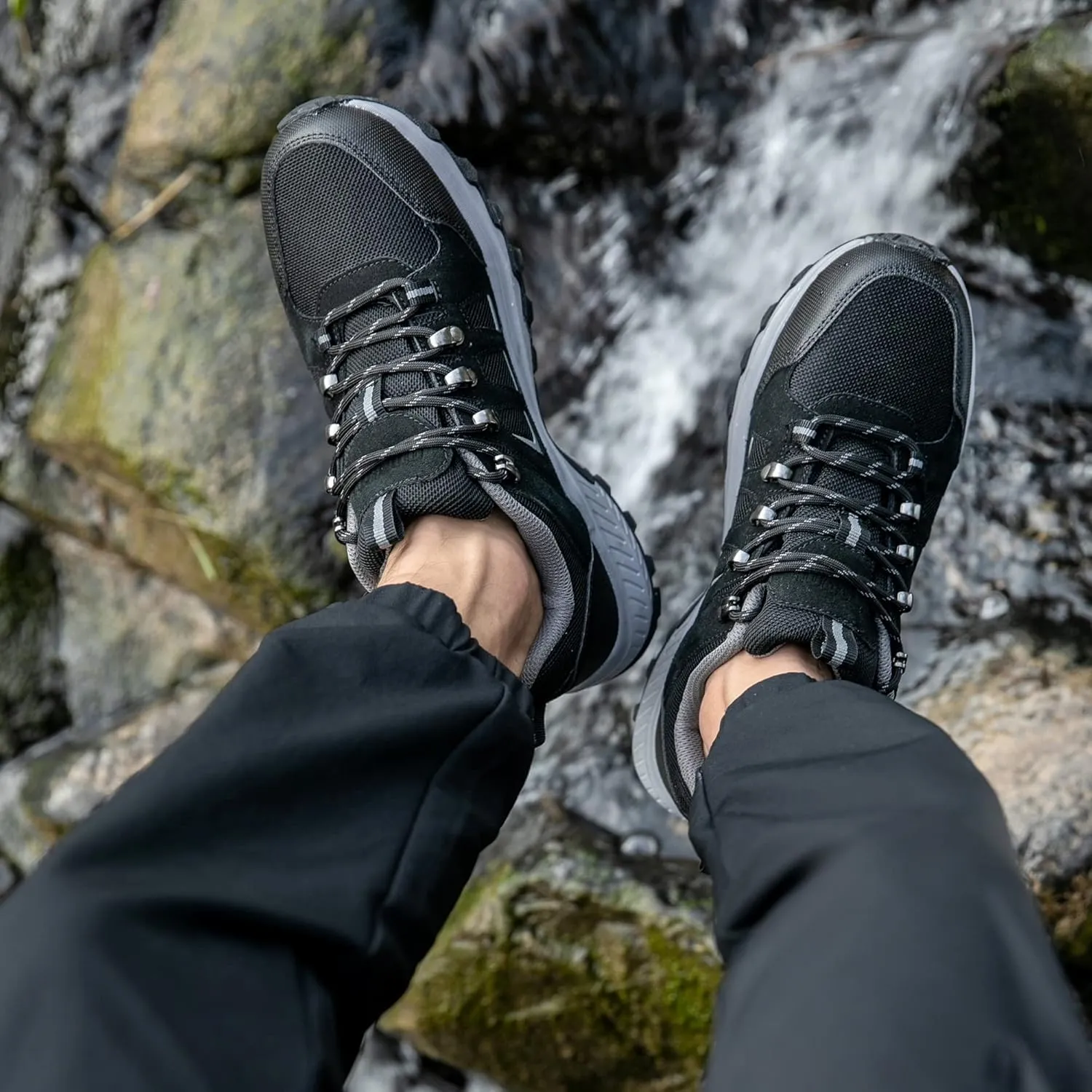 Waterproof Hiking Shoes for Men Lightweight Anti Slip Outdoor Hike Trekking Breathable Ankle Boots Camping Trail Shoes
