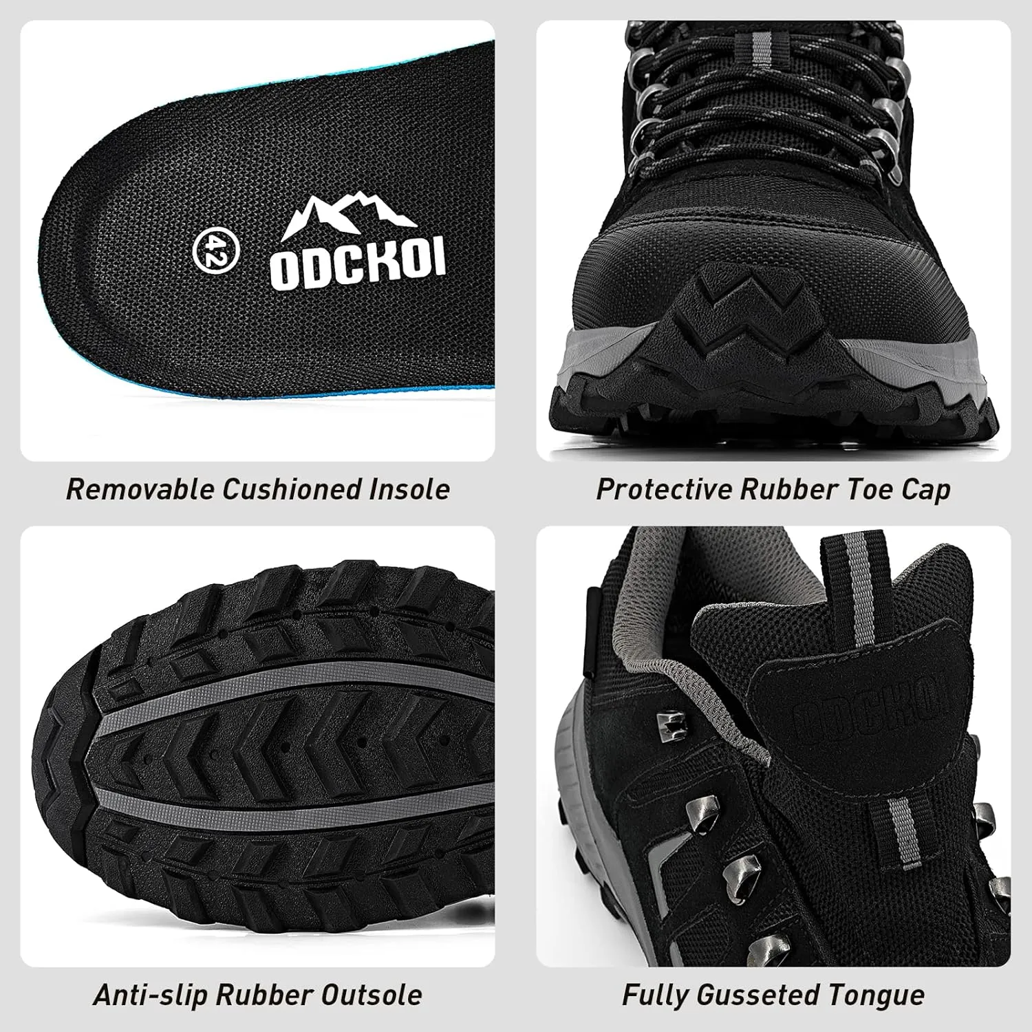 Waterproof Hiking Shoes for Men Lightweight Anti Slip Outdoor Hike Trekking Breathable Ankle Boots Camping Trail Shoes
