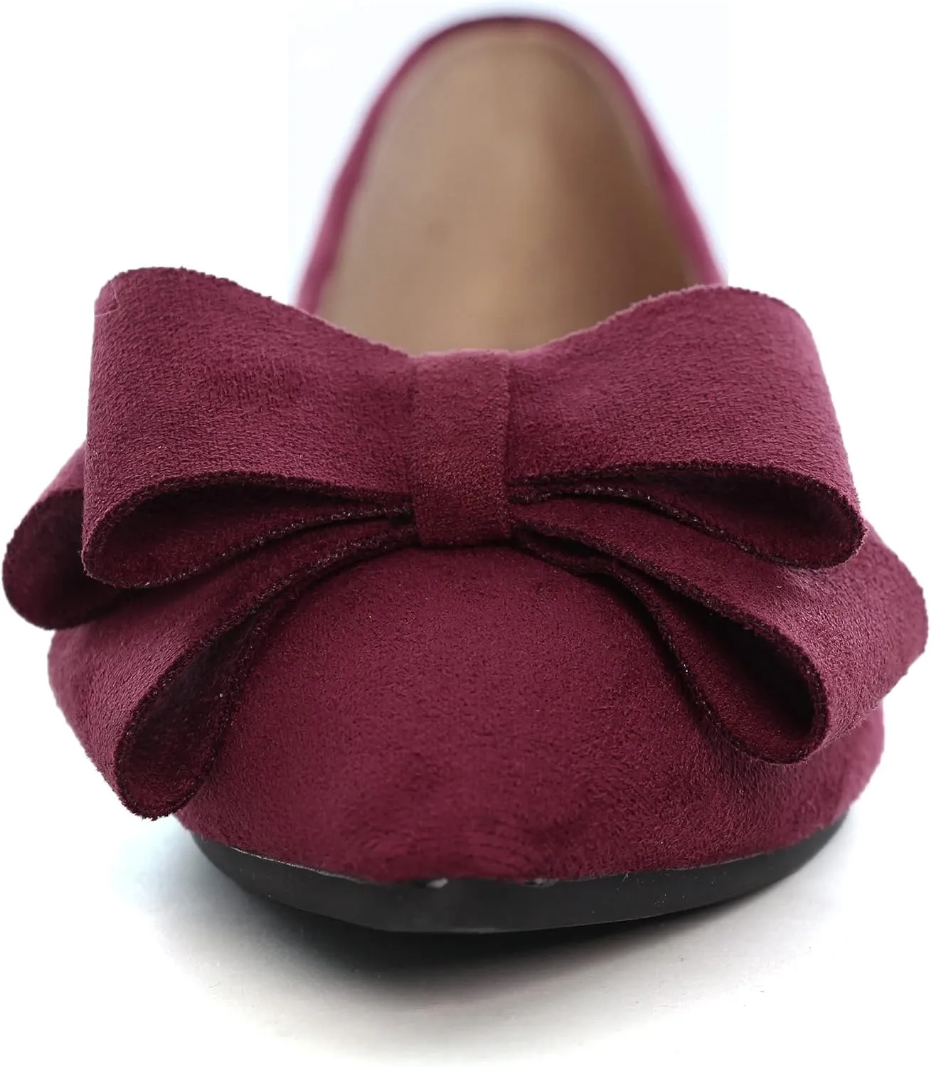 WENJIAZHIZHI Flat Dress Shoes Women Comfortable Ballet Flats Slip On Pearls Knot Dressy Shoes Pointed Toe