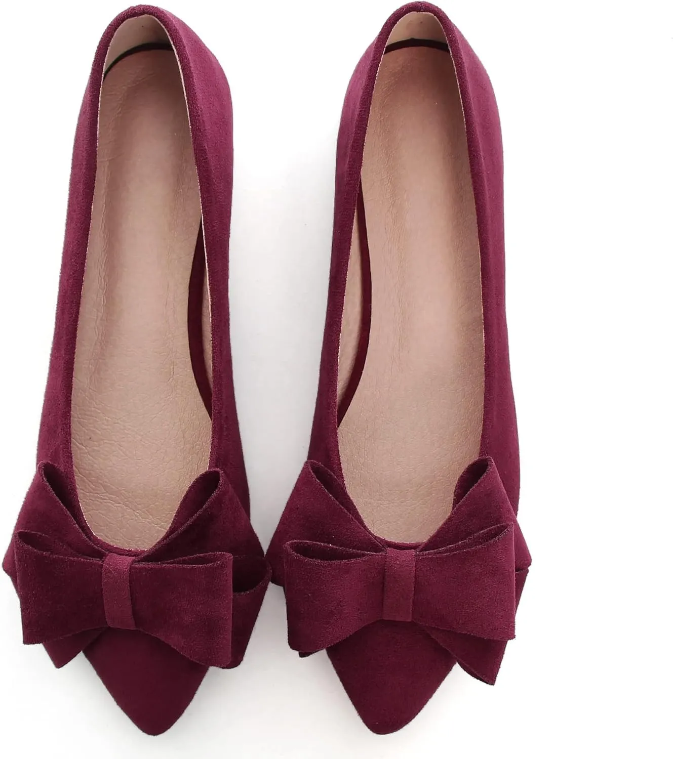 WENJIAZHIZHI Flat Dress Shoes Women Comfortable Ballet Flats Slip On Pearls Knot Dressy Shoes Pointed Toe