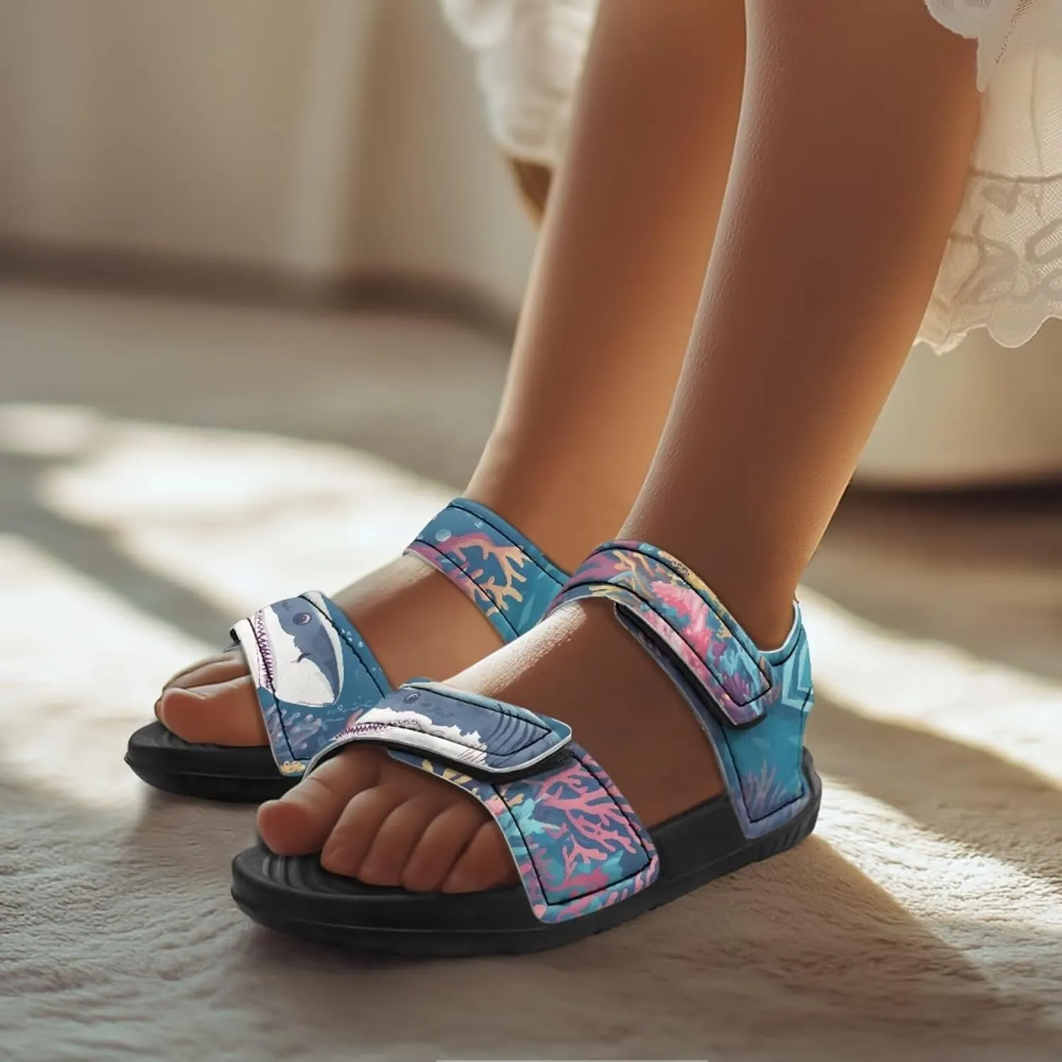 Whale Axolotl Sandals Cartoon Kids Summer Beach Water Shoes Toddler Boys Girls Sport Athletic Outdoor Sandals Adjustable