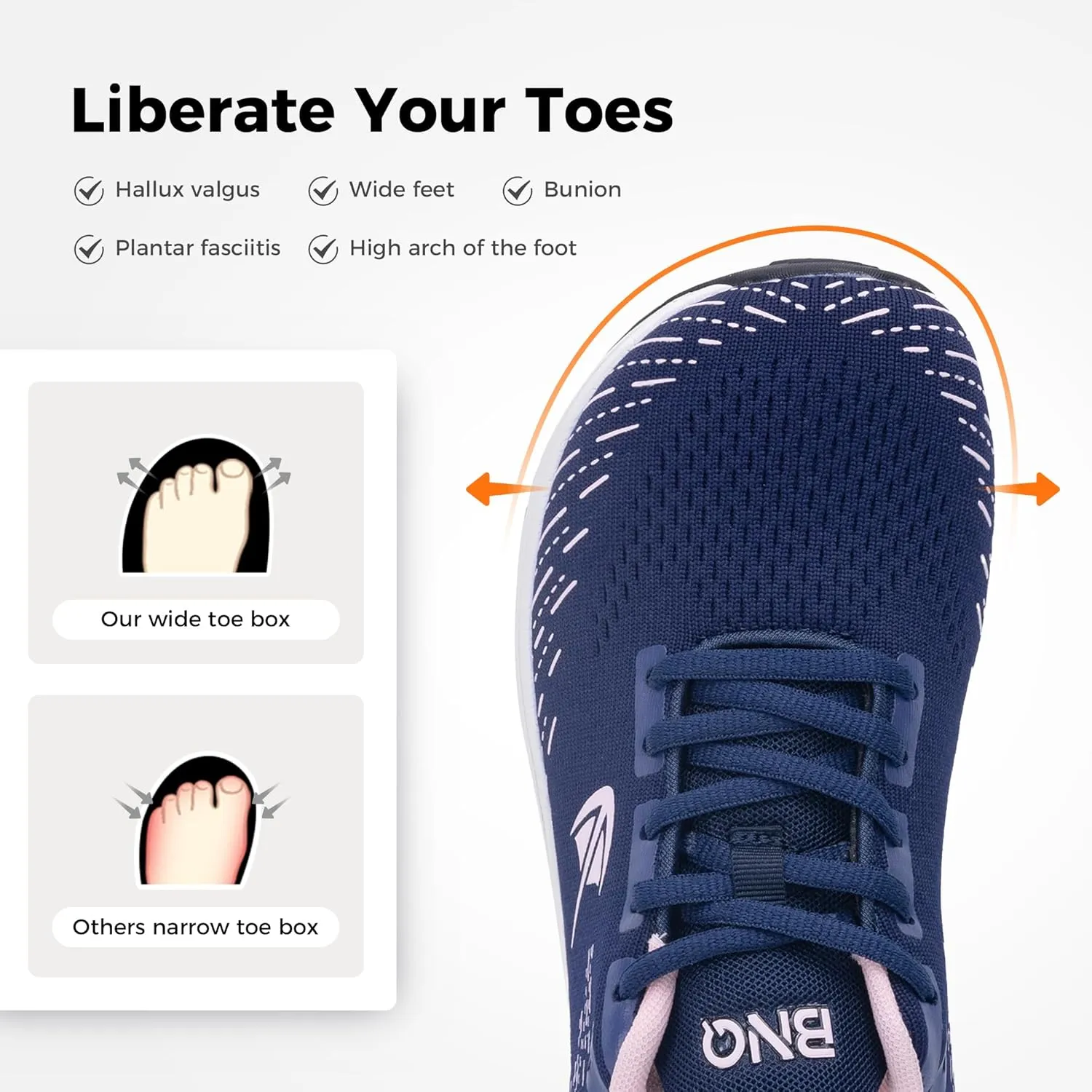 Wide Toe Box Shoes for Women Plantar Fasciitis Running Shoe Arch Support Walking Tennis Orthotic Breathable Extra Wide Width Athletic Sneakers US6-11