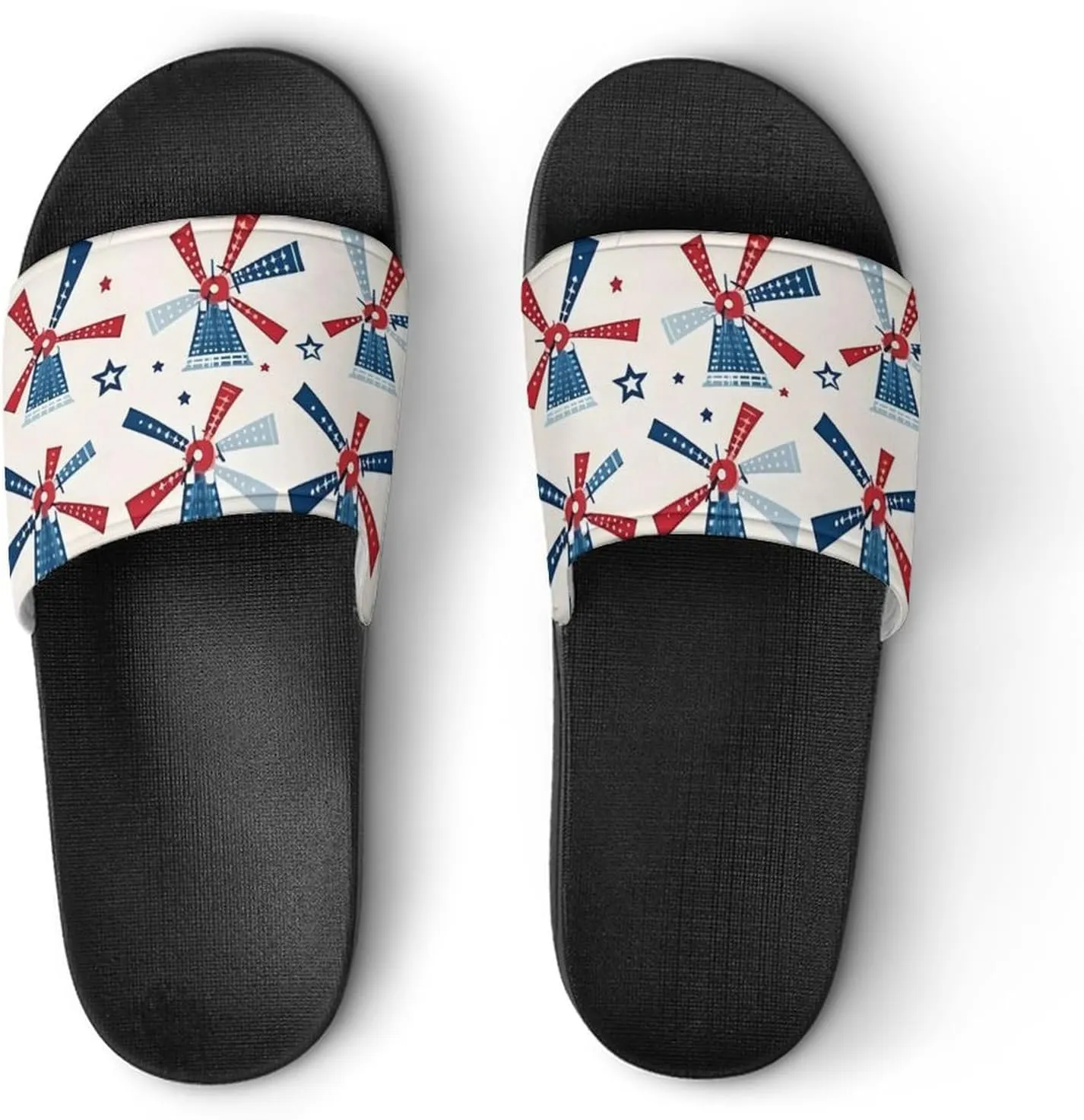 Windmill Patriotic Celebrate America Independence Non Slip Slides Sandals for Women Men Quick Drying Shower Shoes for Bathroom Pool Beach