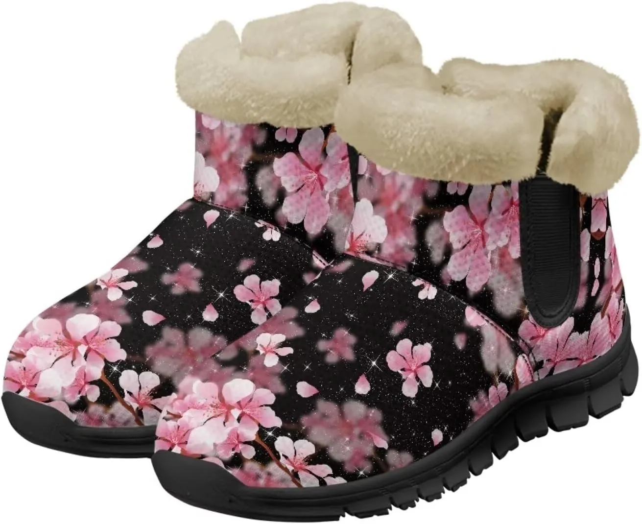 Winter Arch Support Ankle Boots for Women Plush Fuzzy Snow Booties Warm Anti-Slip Outdoor Shoes Size 6-12