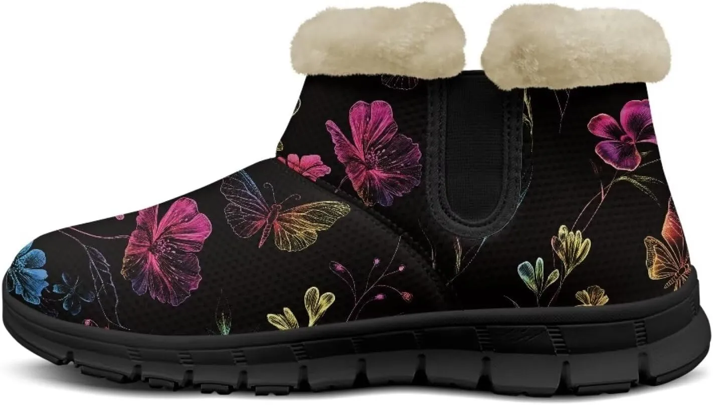 Winter Arch Support Ankle Boots for Women Plush Fuzzy Snow Booties Warm Anti-Slip Outdoor Shoes Size 6-12