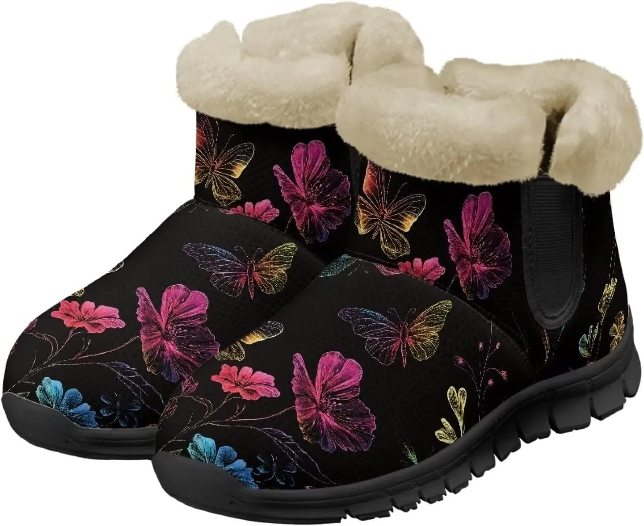 Winter Arch Support Ankle Boots for Women Plush Fuzzy Snow Booties Warm Anti-Slip Outdoor Shoes Size 6-12