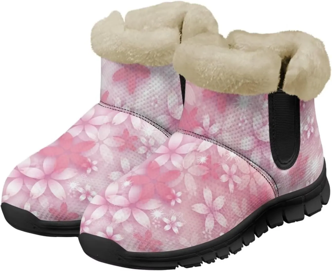 Winter Arch Support Ankle Boots for Women Plush Fuzzy Snow Booties Warm Anti-Slip Outdoor Shoes Size 6-12