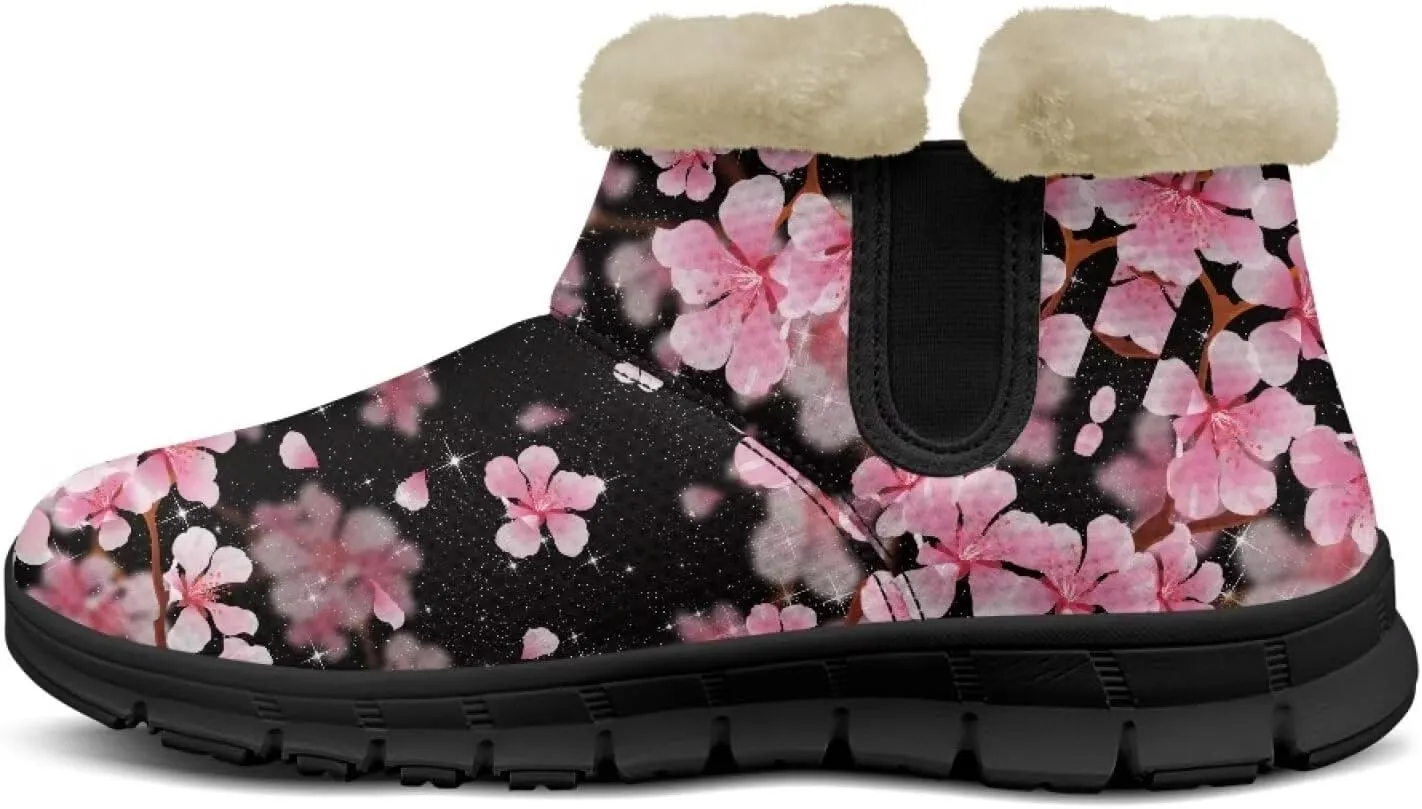 Winter Arch Support Ankle Boots for Women Plush Fuzzy Snow Booties Warm Anti-Slip Outdoor Shoes Size 6-12