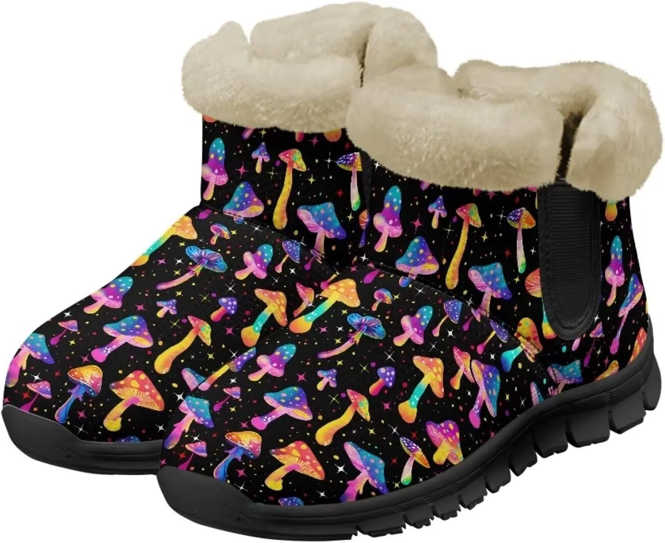 Winter Arch Support Ankle Boots for Women Plush Fuzzy Snow Booties Warm Anti-Slip Outdoor Shoes Size 6-12