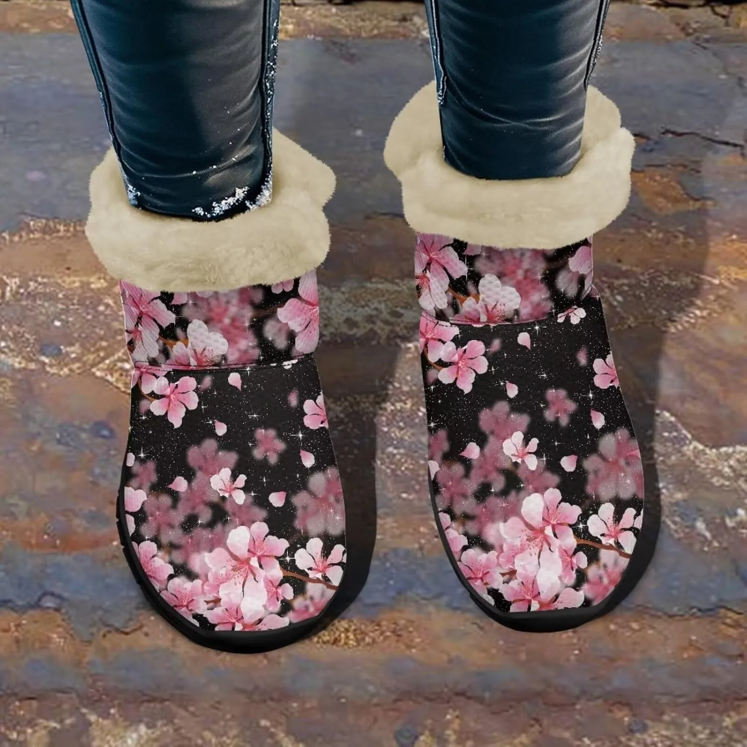 Winter Arch Support Ankle Boots for Women Plush Fuzzy Snow Booties Warm Anti-Slip Outdoor Shoes Size 6-12
