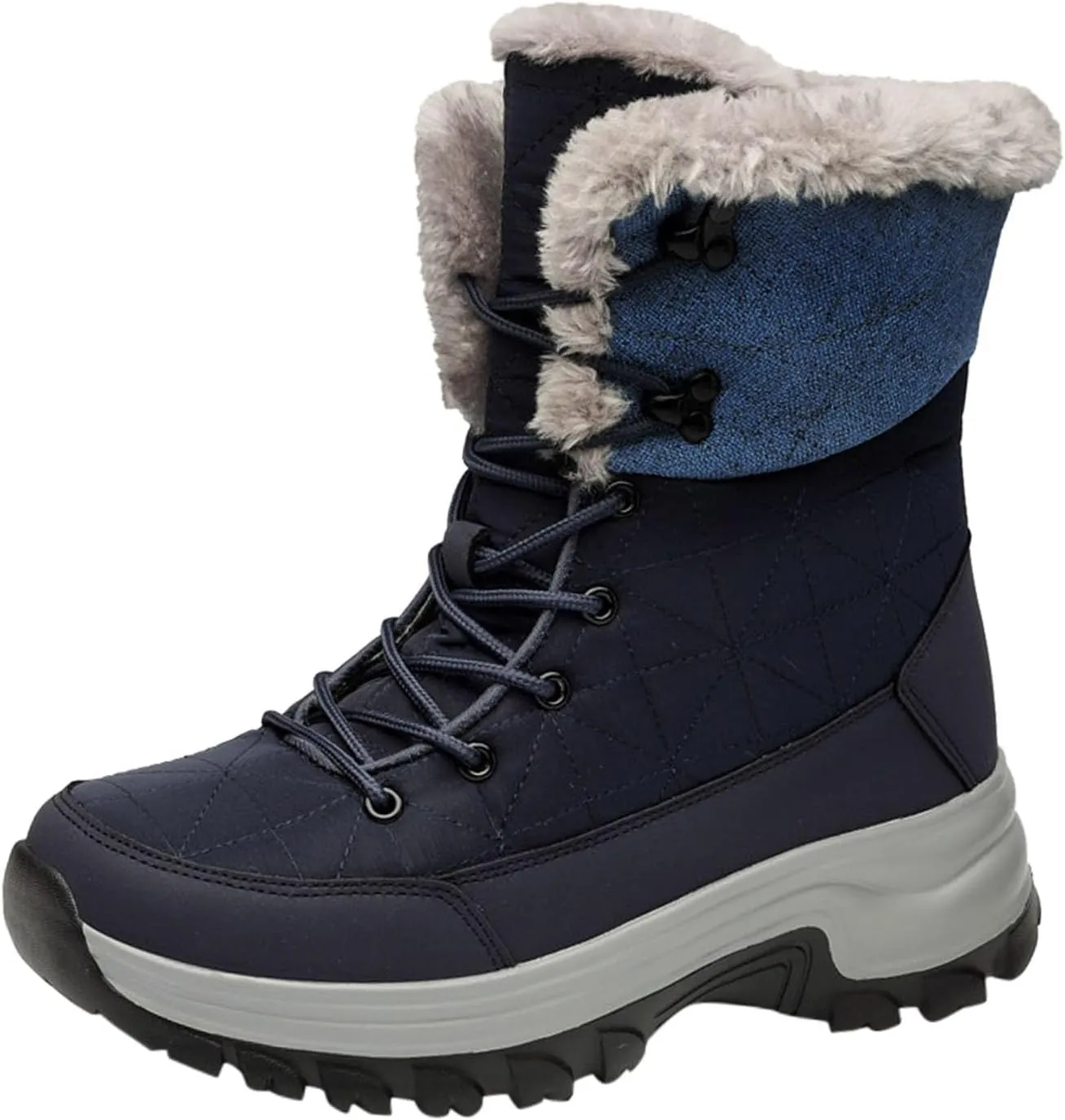 Winter Boots for Teen Boys, Waterproof Hiking Boots Platform Insulated Boots Trekking Trail Climbing Shoes Snow Boots