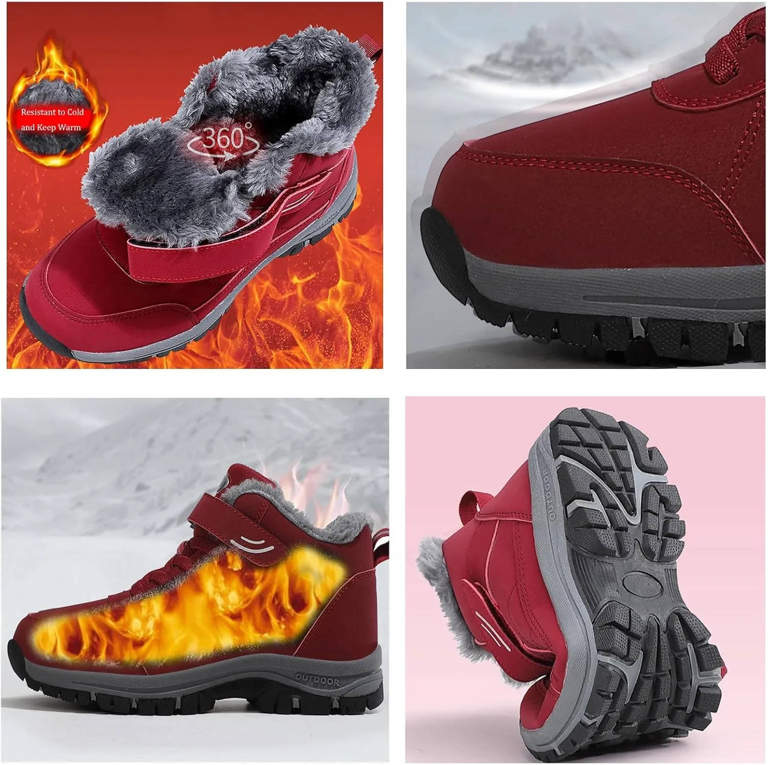 Winter Work Boots for Men,Casual Comfortable Fur Lined Winter Hiking Sneakers for Men,Lightweight Cold-Weather Warm Snow Boots for Men,Slip Resistant