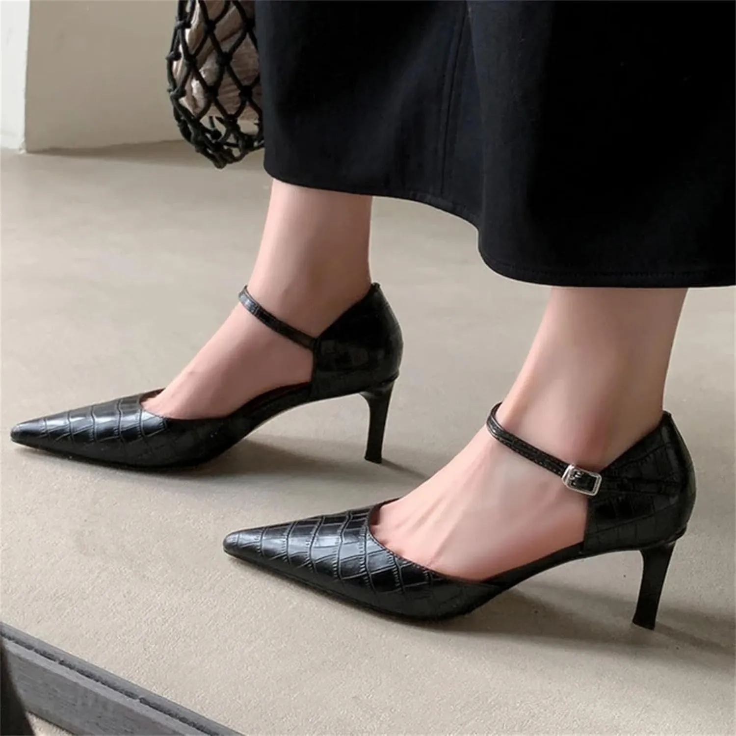 Women High Heels Sandals Real Leather Sexy Pointed Toe Thin Heeled Summer Shoes Elegant Party Office Dress