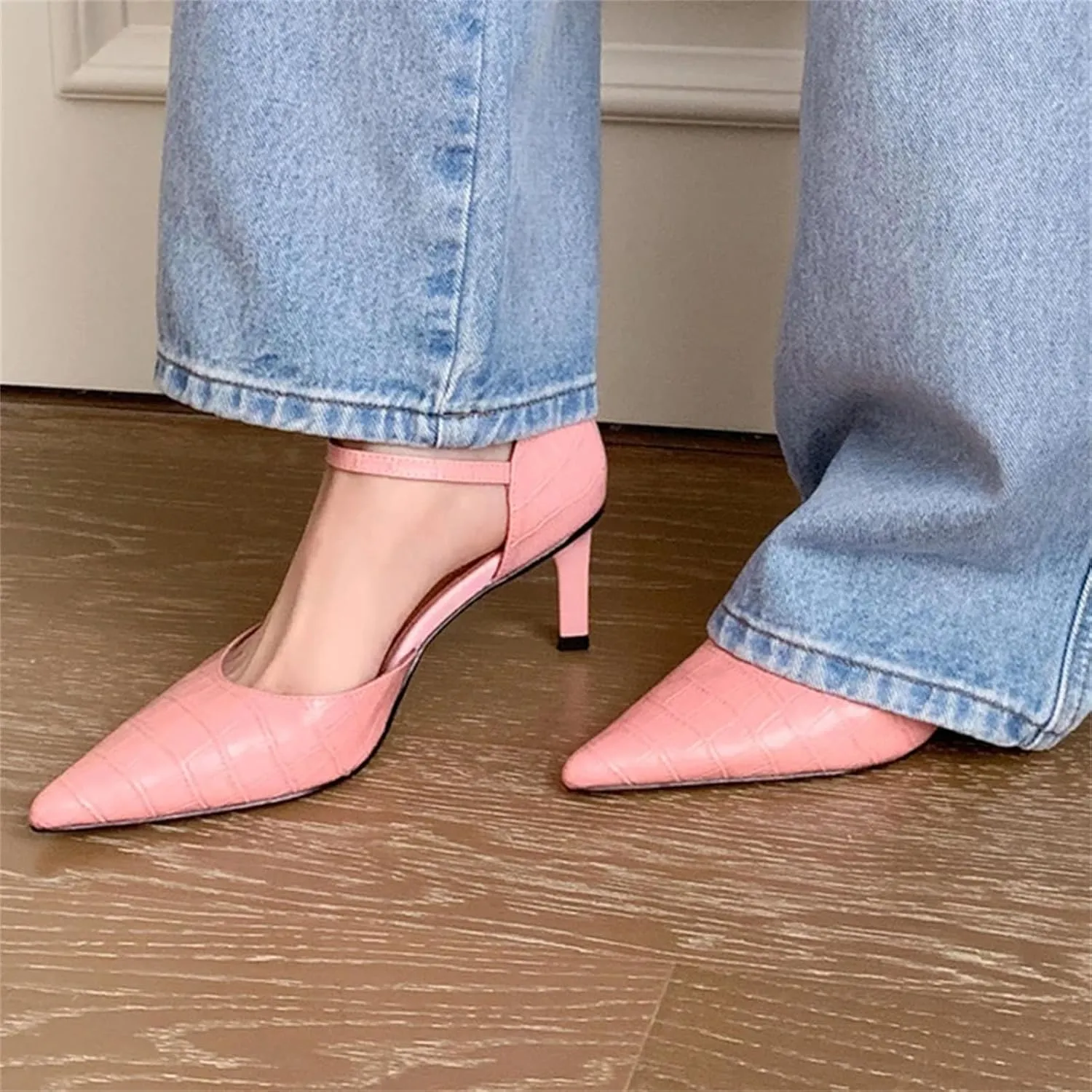 Women High Heels Sandals Real Leather Sexy Pointed Toe Thin Heeled Summer Shoes Elegant Party Office Dress