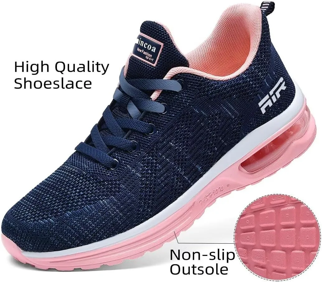 Womens Air Running Shoes Womens Walking Shoes Lightweight Women Sneakers Air Cushion Tennis Shoes for Gym Workout Sports