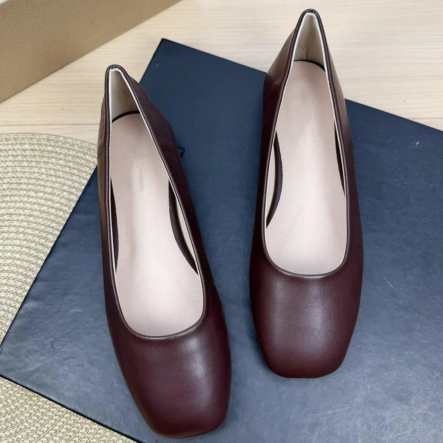 Women's Ballet Flats Plaid Christmas Red Dress Shoes for Women Party Dressy Casual Flats Comfortable Slip-on Sqaure Toe Walking Loafers