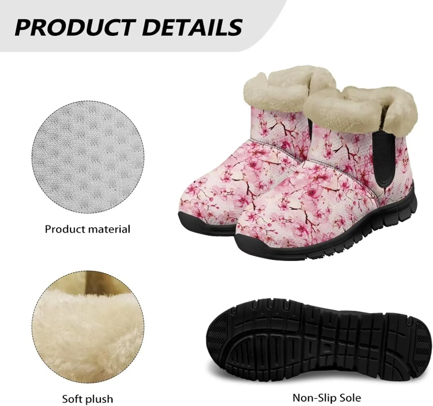 Womens Butterfly Snow Boots Winter Warm Ankle Booties for Women Comfortable Anti-Slip Outdoor Shoes Size 6-12