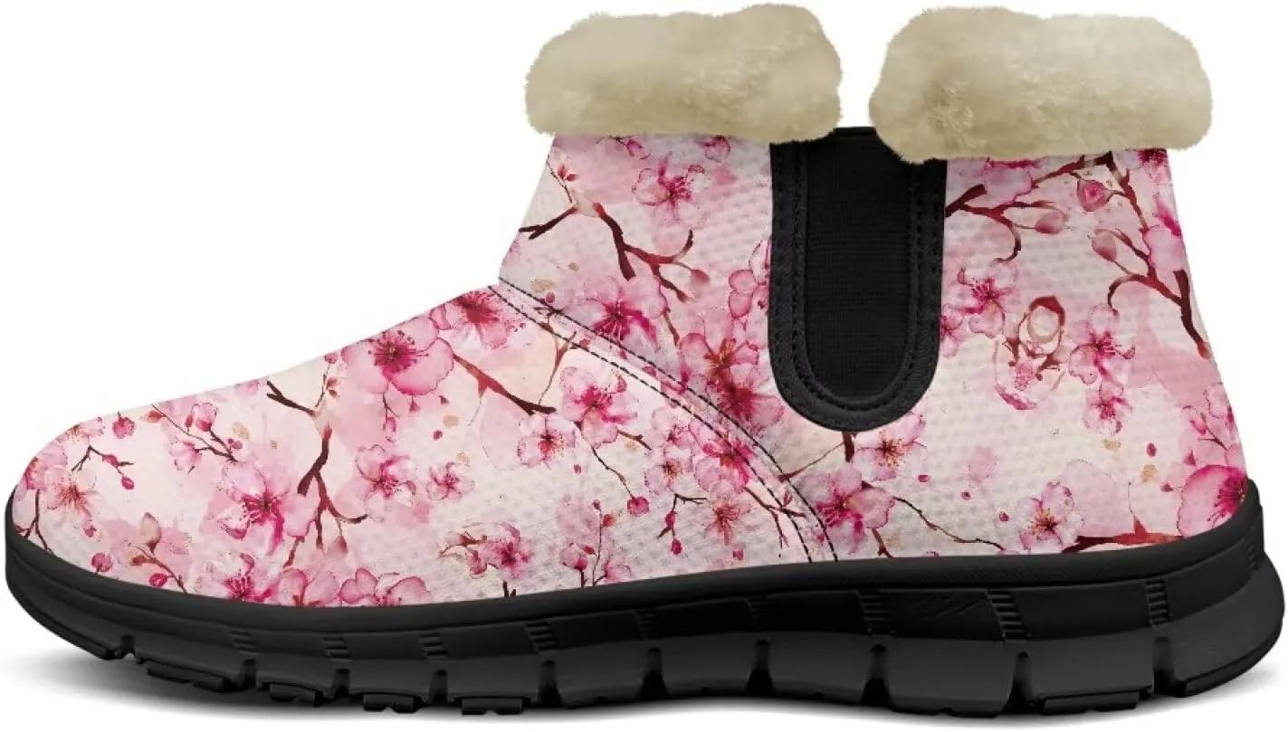 Womens Butterfly Snow Boots Winter Warm Ankle Booties for Women Comfortable Anti-Slip Outdoor Shoes Size 6-12