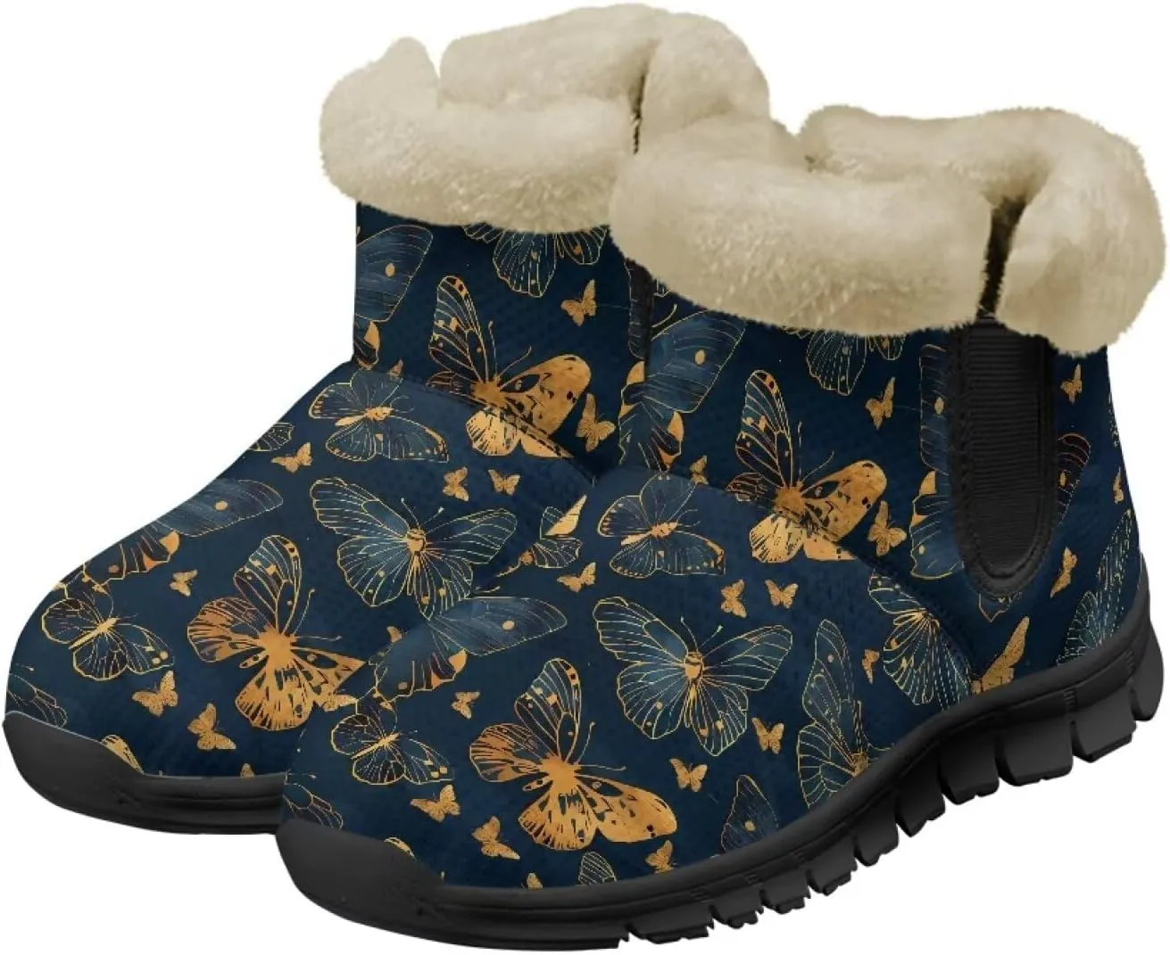 Womens Butterfly Snow Boots Winter Warm Ankle Booties for Women Comfortable Anti-Slip Outdoor Shoes Size 6-12