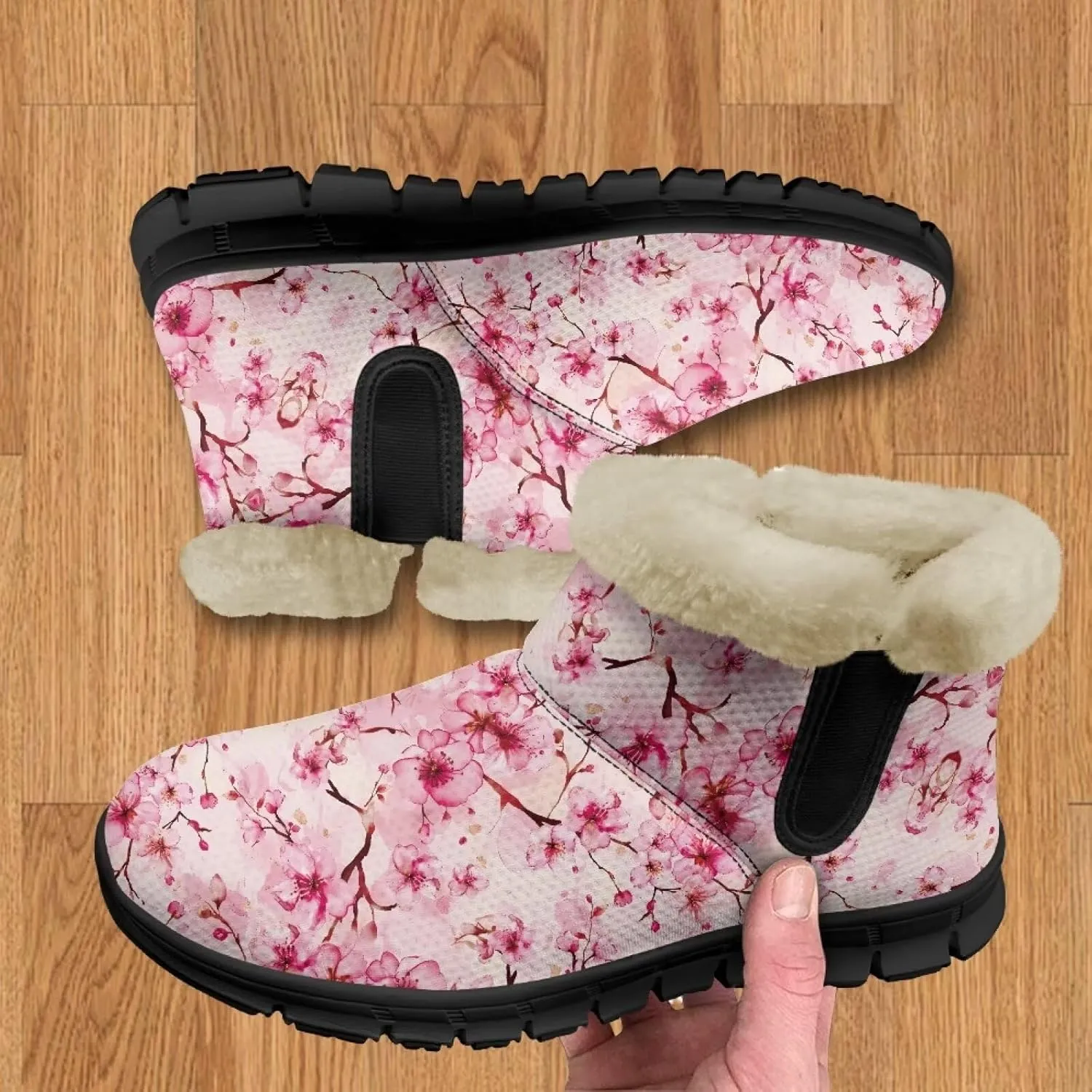 Womens Butterfly Snow Boots Winter Warm Ankle Booties for Women Comfortable Anti-Slip Outdoor Shoes Size 6-12