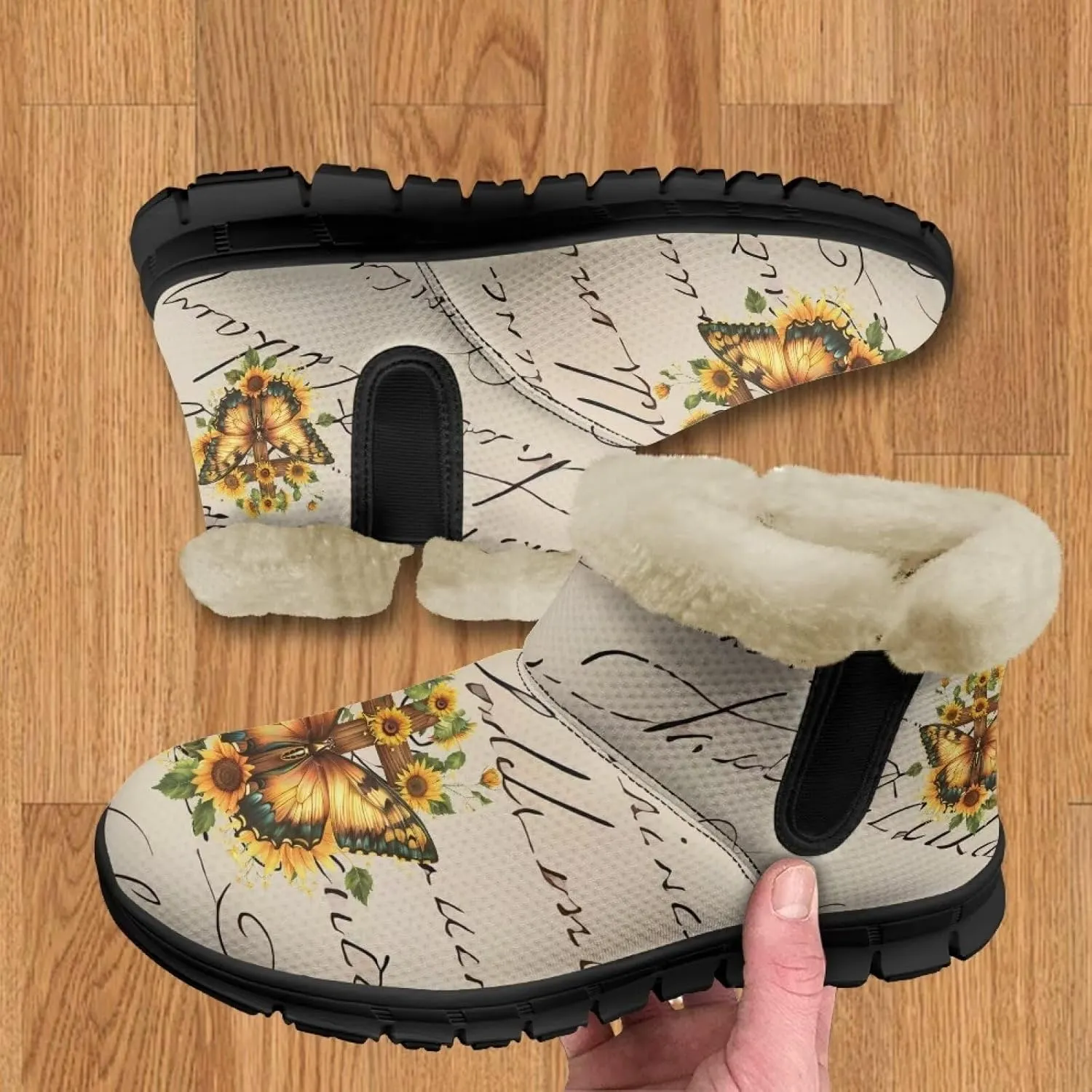 Womens Butterfly Snow Boots Winter Warm Ankle Booties for Women Comfortable Anti-Slip Outdoor Shoes Size 6-12