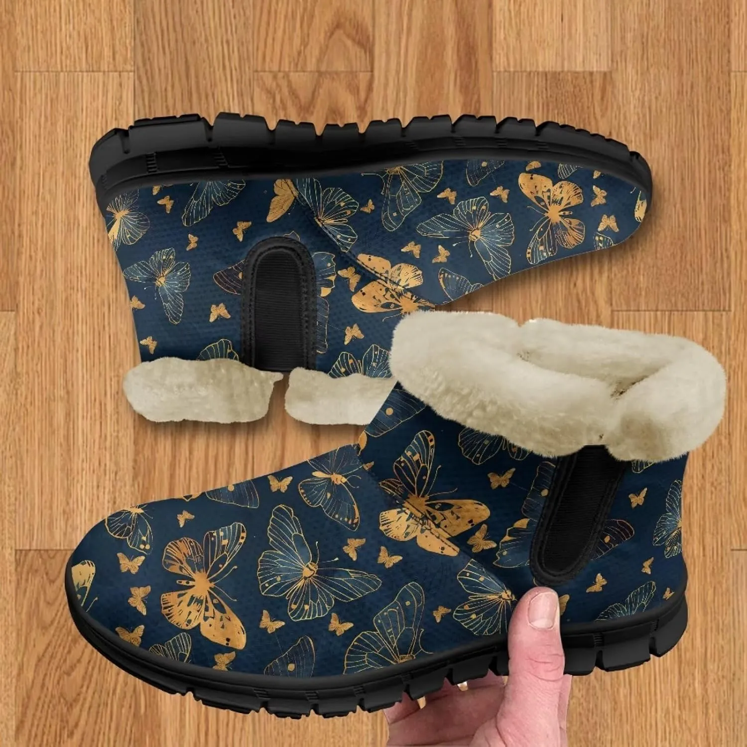 Womens Butterfly Snow Boots Winter Warm Ankle Booties for Women Comfortable Anti-Slip Outdoor Shoes Size 6-12