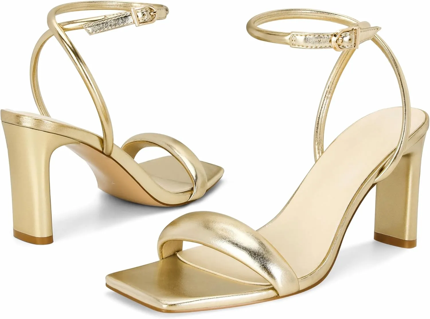 Women’s Chunky High Heels, Square Open Toe Ankle Strap Heeled Shoes Casual Summer Dressy Pump Block Sandals for Party Wedding