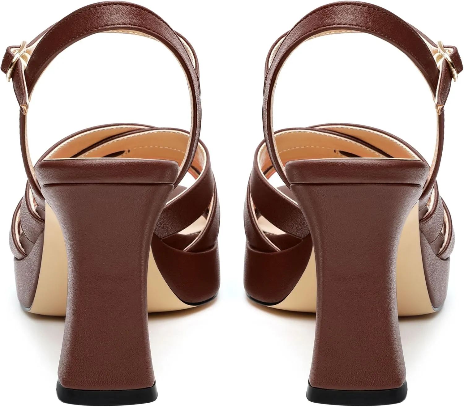 Women's Chunky Platform High Heels Block Heeled Sandals Open Square Toe Ankle Strap Dress Wedding Party Sandal Shoes 3.3''