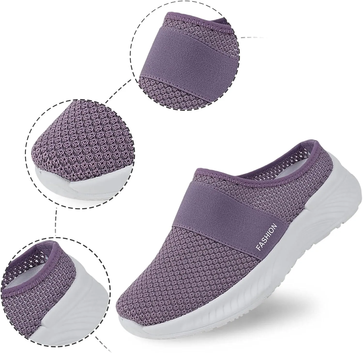 Women's Clogs Shoes Garden Arch Support Breathable Mesh Wide Slip On Closed Toe Summer Casual Slippers Mules Shoes