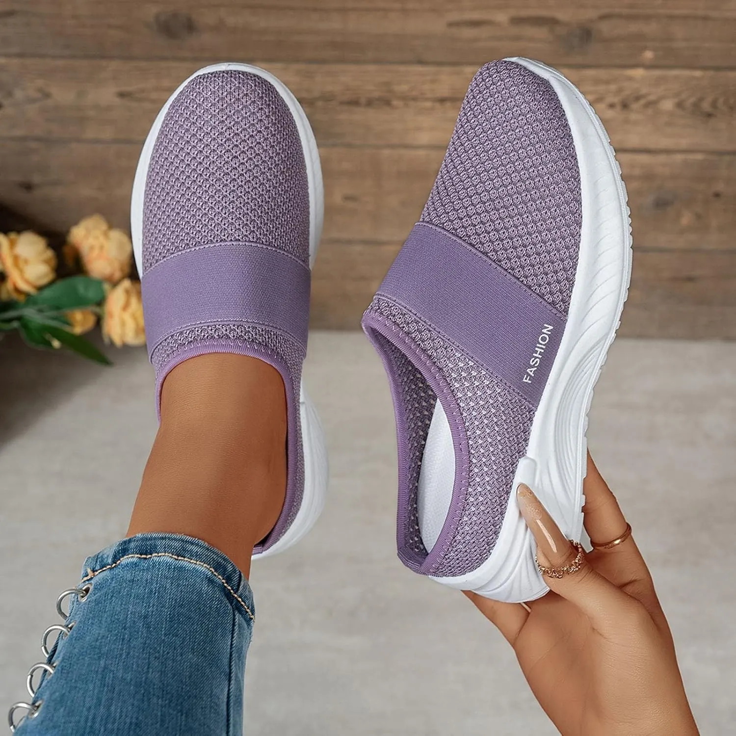 Women's Clogs Shoes Garden Arch Support Breathable Mesh Wide Slip On Closed Toe Summer Casual Slippers Mules Shoes