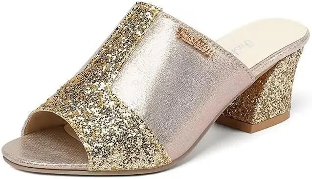 Women's fish-mouth mid-heel sandals - breathable fabric surface, summer open-toe one-foot shoes, comfortable PU insoles and durable rubber soles, suitable for both casual and formal occasions