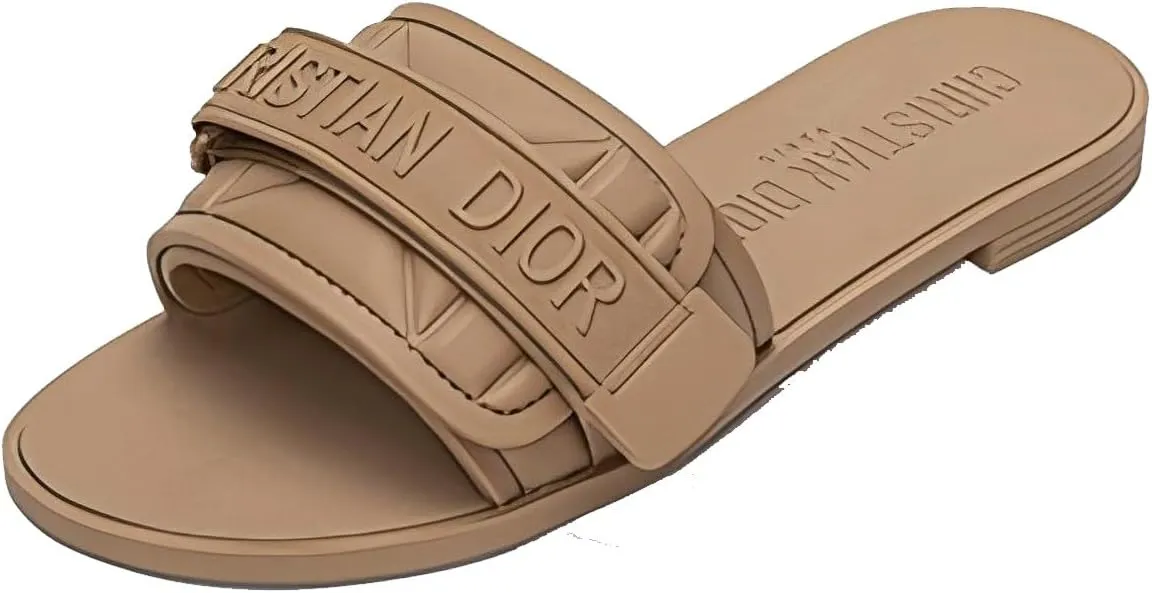 Women's Flat Sandals Adjustable Straps Slip-On Leather Slippers Sandals Black Pink Blue Khaki slides